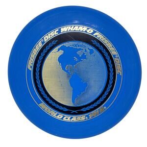 Vintage Wham-O Frisbee Disc World Class 141G Blue Globe Outdoor Flying Toy